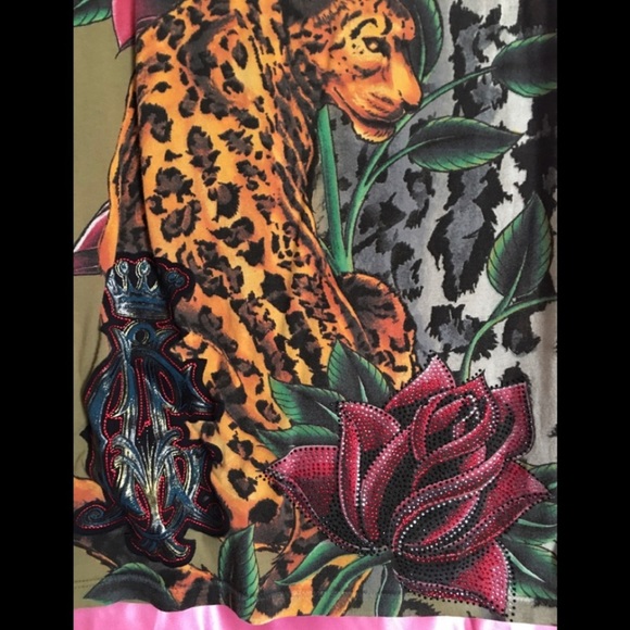 👑 Christian Audigier shirt Leopard green 👚 - Picture 2 of 6